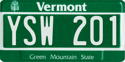 VT license plate YSW201