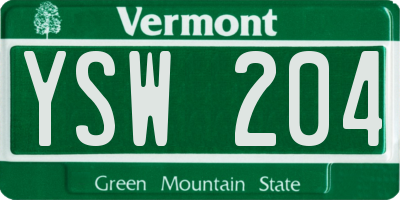 VT license plate YSW204