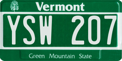 VT license plate YSW207