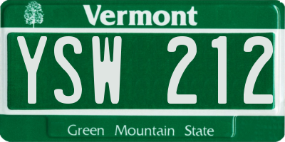 VT license plate YSW212