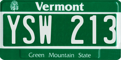 VT license plate YSW213