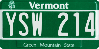 VT license plate YSW214