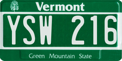 VT license plate YSW216