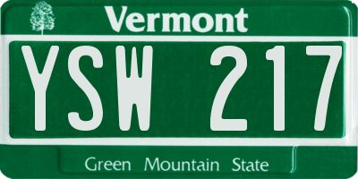 VT license plate YSW217