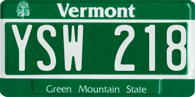 VT license plate YSW218