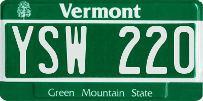 VT license plate YSW220