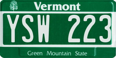 VT license plate YSW223