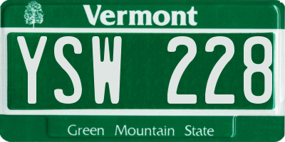 VT license plate YSW228