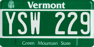 VT license plate YSW229