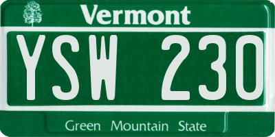 VT license plate YSW230