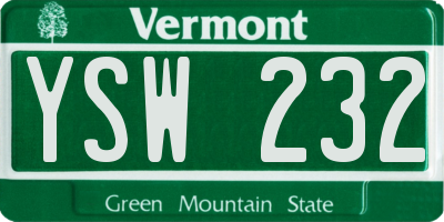 VT license plate YSW232