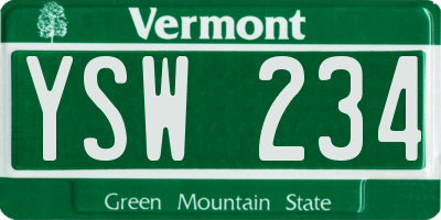 VT license plate YSW234