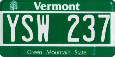 VT license plate YSW237