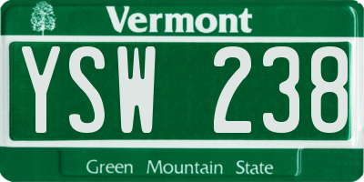 VT license plate YSW238