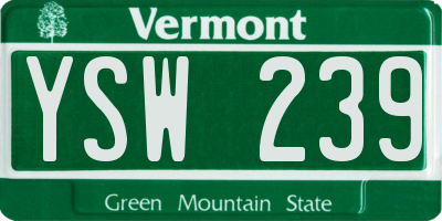 VT license plate YSW239