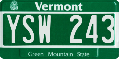 VT license plate YSW243
