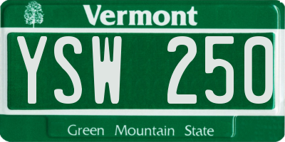 VT license plate YSW250