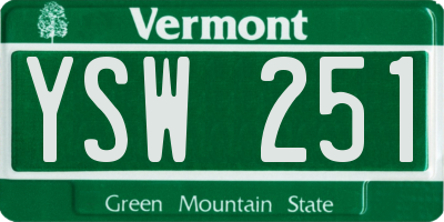 VT license plate YSW251