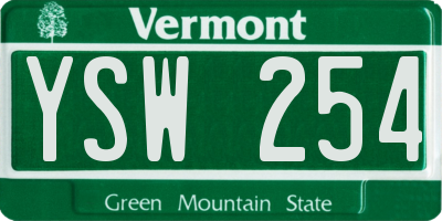 VT license plate YSW254