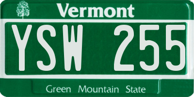 VT license plate YSW255