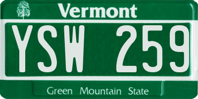 VT license plate YSW259