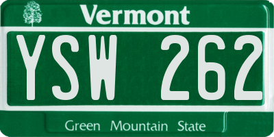 VT license plate YSW262