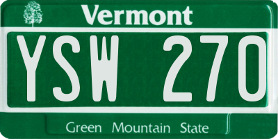 VT license plate YSW270