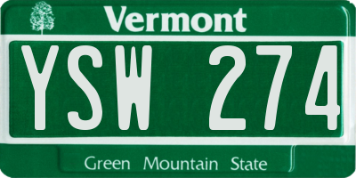 VT license plate YSW274