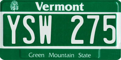 VT license plate YSW275