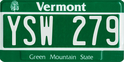VT license plate YSW279