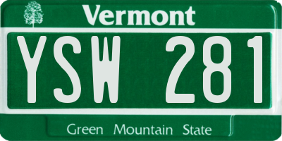 VT license plate YSW281