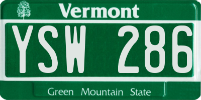 VT license plate YSW286