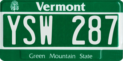 VT license plate YSW287