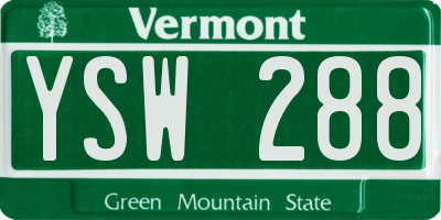 VT license plate YSW288