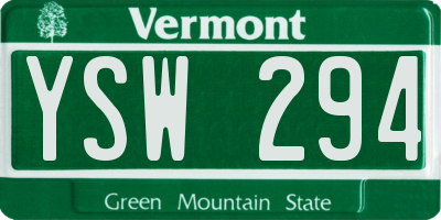 VT license plate YSW294