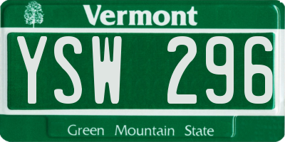 VT license plate YSW296