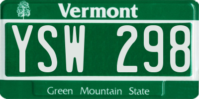 VT license plate YSW298