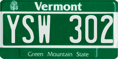 VT license plate YSW302