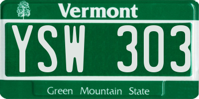 VT license plate YSW303