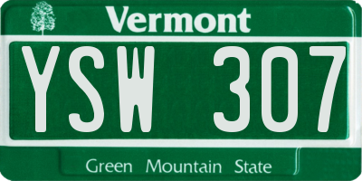 VT license plate YSW307