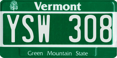 VT license plate YSW308