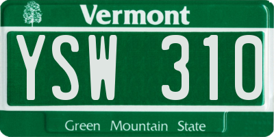 VT license plate YSW310