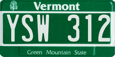 VT license plate YSW312