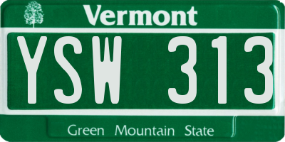 VT license plate YSW313