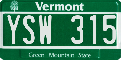 VT license plate YSW315