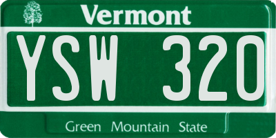 VT license plate YSW320