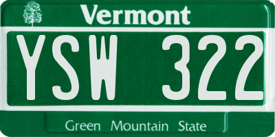 VT license plate YSW322