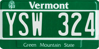 VT license plate YSW324