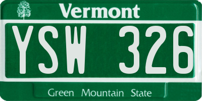 VT license plate YSW326
