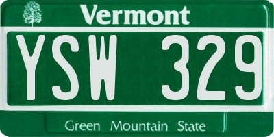 VT license plate YSW329